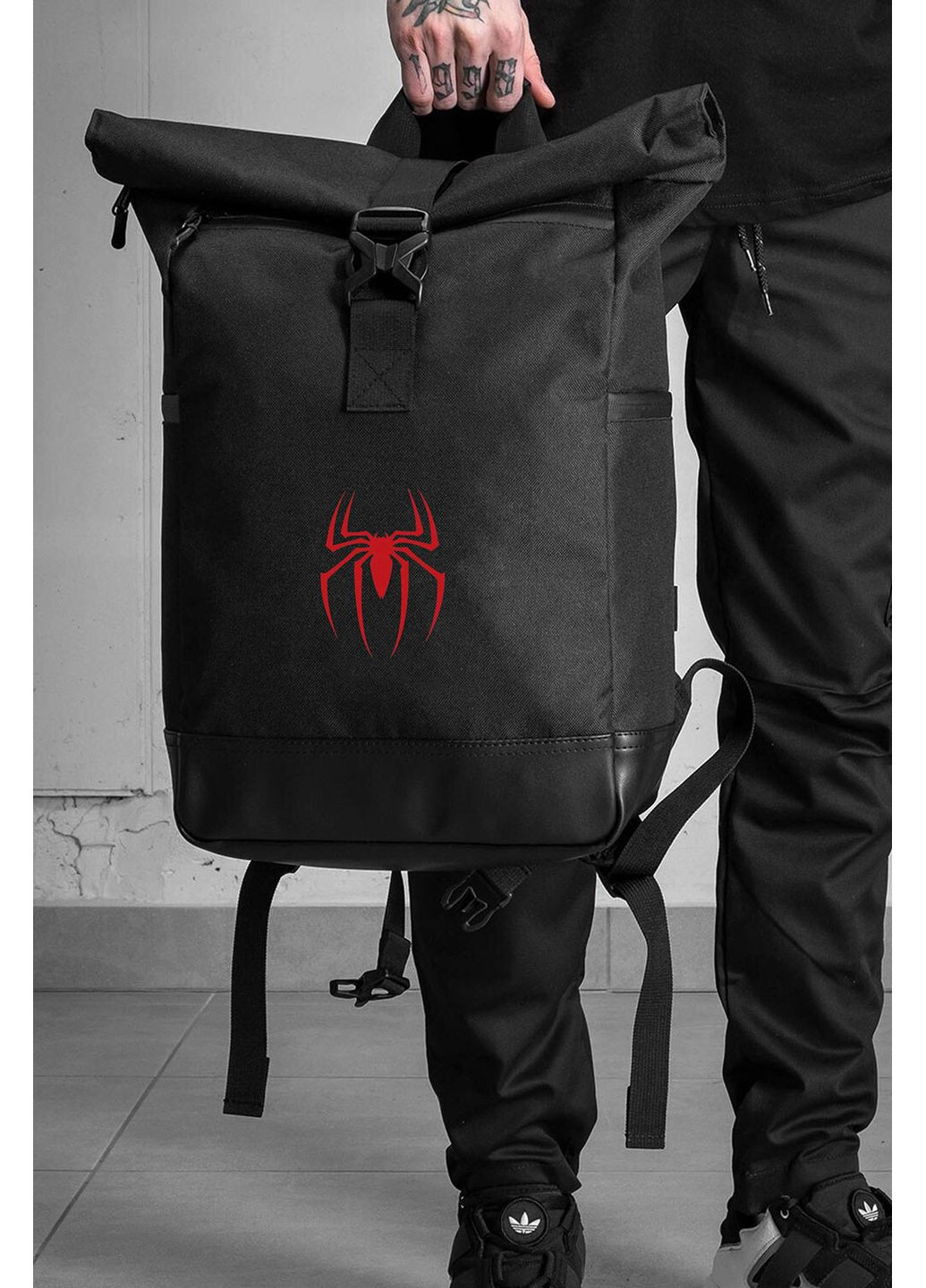Повсякденний Рюкзак Роллтоп Шкільний Для Хлопчика З Принтом Людина-Павук Black Without (360655545)