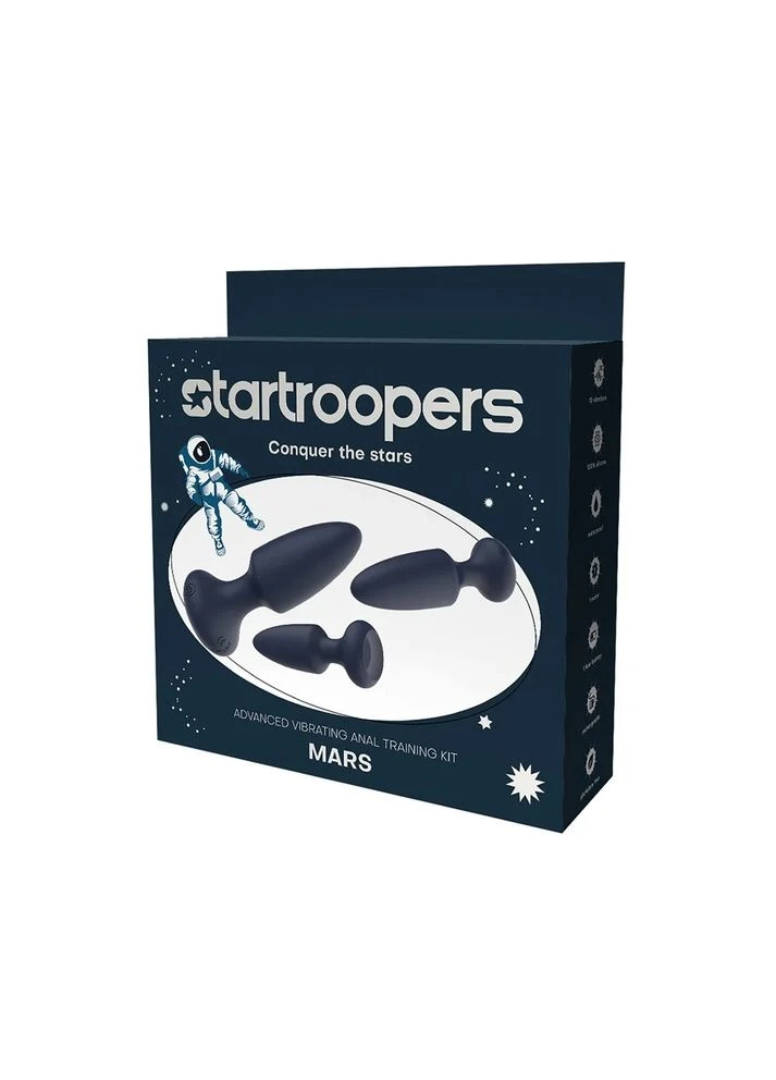 Набор анальных вибраторов синего цвета Startroopers Mars 3 штуки размеры S, M, L, Dream Toys (384558071)