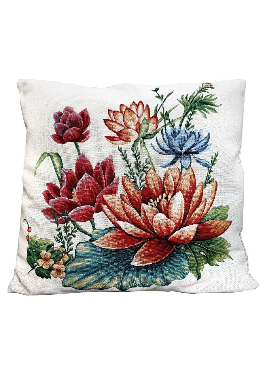 Декоративная односторонняя наволочка на диванную подушку 45 смХ45 см Цветок лотоса Maystat (305390261)