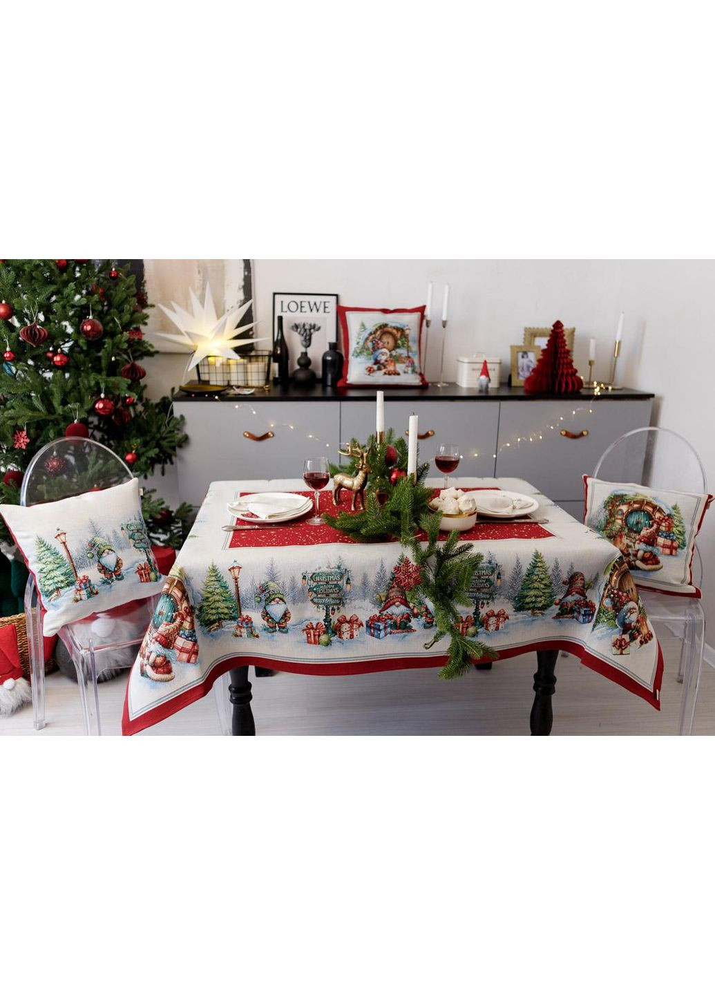 Скатерть гобеленовая Рождественский костер 135х260 см Прованс (366969961)