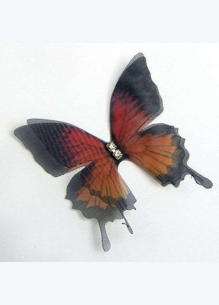 Метелик шифоновий зі стразами, 45х40 мм, коричнево-чорний No Brand (341731360)