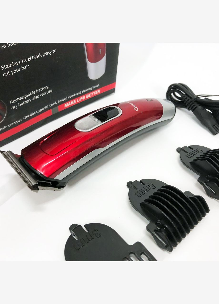 Машинка для стрижки волосся GM-6046, Машинка для стрижки волосся та гоління. Колір: червоний Gemei (364665045)