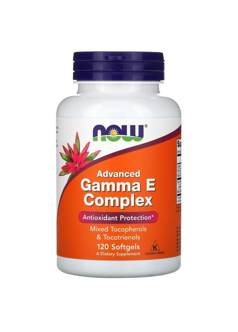 Вітамін Е, Gamma E Complex,, комплекс, покращений, 120 гелевих капсул Now Foods (362372995)