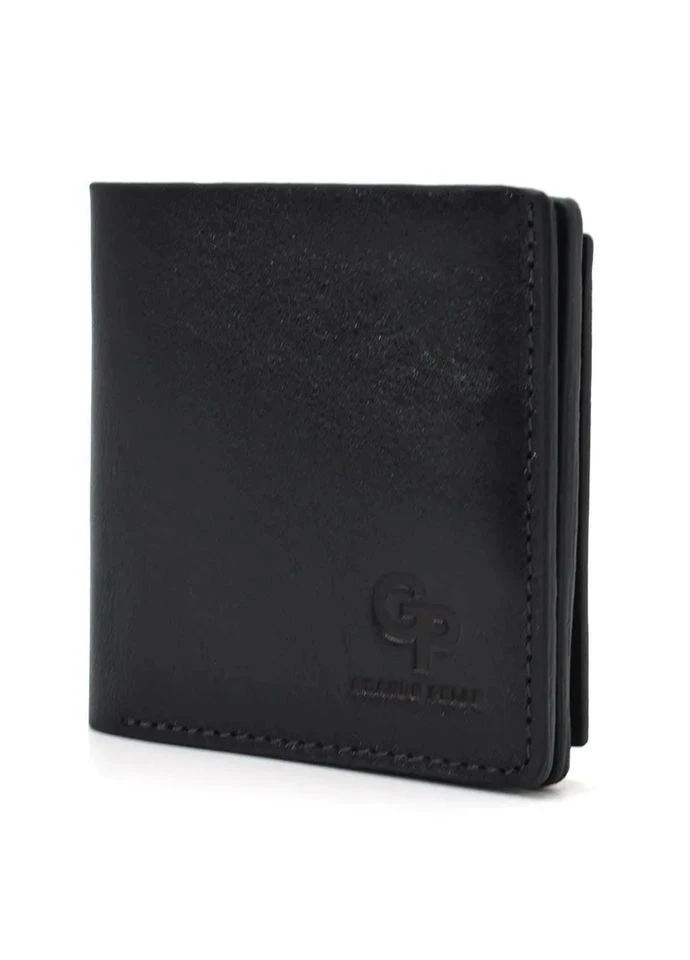 Мужской кожаный портмоне черное глянцевое с монетницей кошелек для денег и карт. Grande Pelle (397065871)