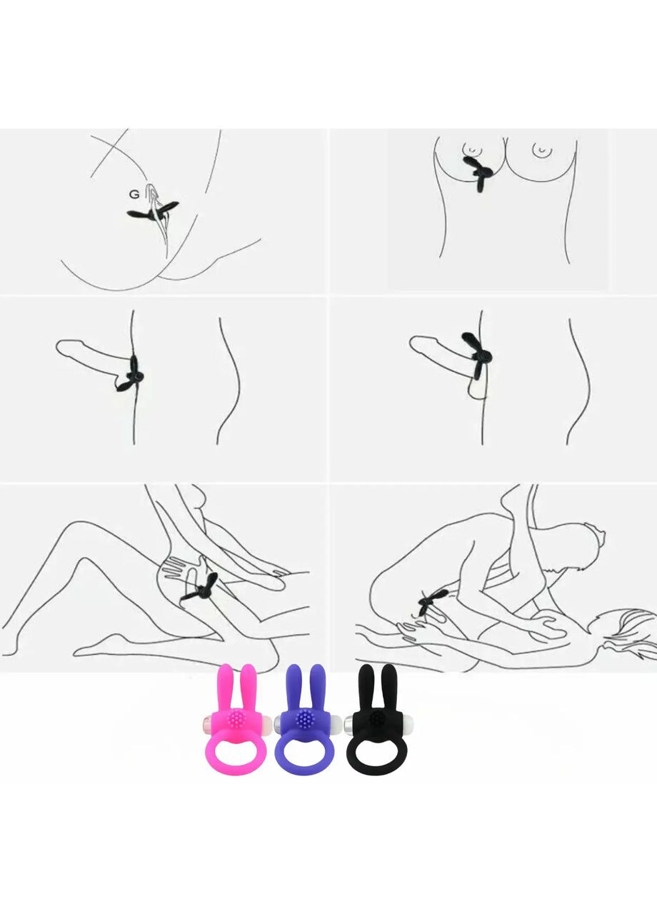 Эрекционное силиконовое виброкольцо с ушками "Rabbit Xese" No Brand (322199417)