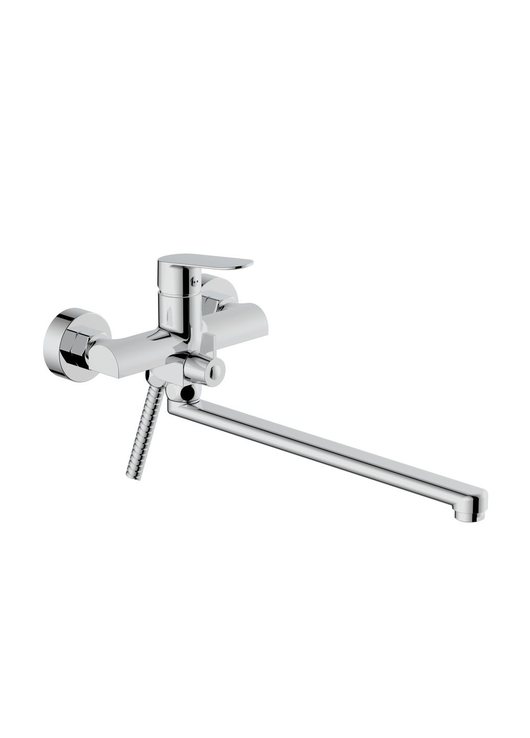 Смеситель для ванны Evia с длинным поворотным изливом (c душевым гарнитуром) Chrome Qtap QTEVI260CRM47579 (346492546)