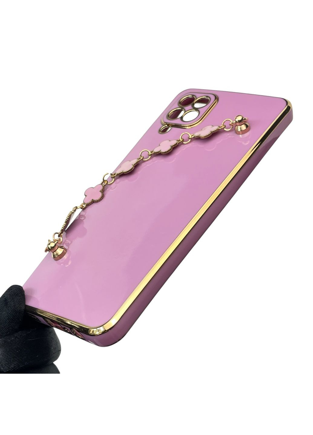 Чохол для телефона Galaxy M12 (SM-M127F) жіночій із ремінцем з прикрасами та золотою окантовкою на самсунг м12 чорничний gs1 Samsung (366387283)