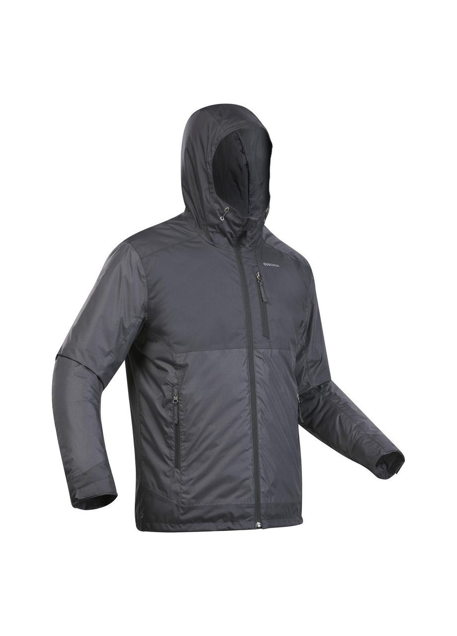 Черная демисезонная куртка мужская sh500 для зимнего туризма водонепроницаемая -10°c. Quechua