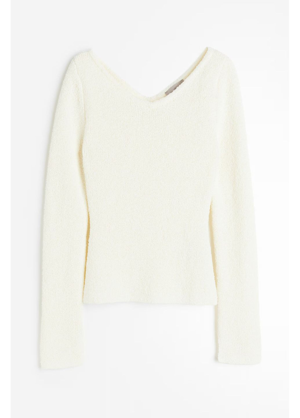Молочний демісезонний пуловер з тканини букле H&M