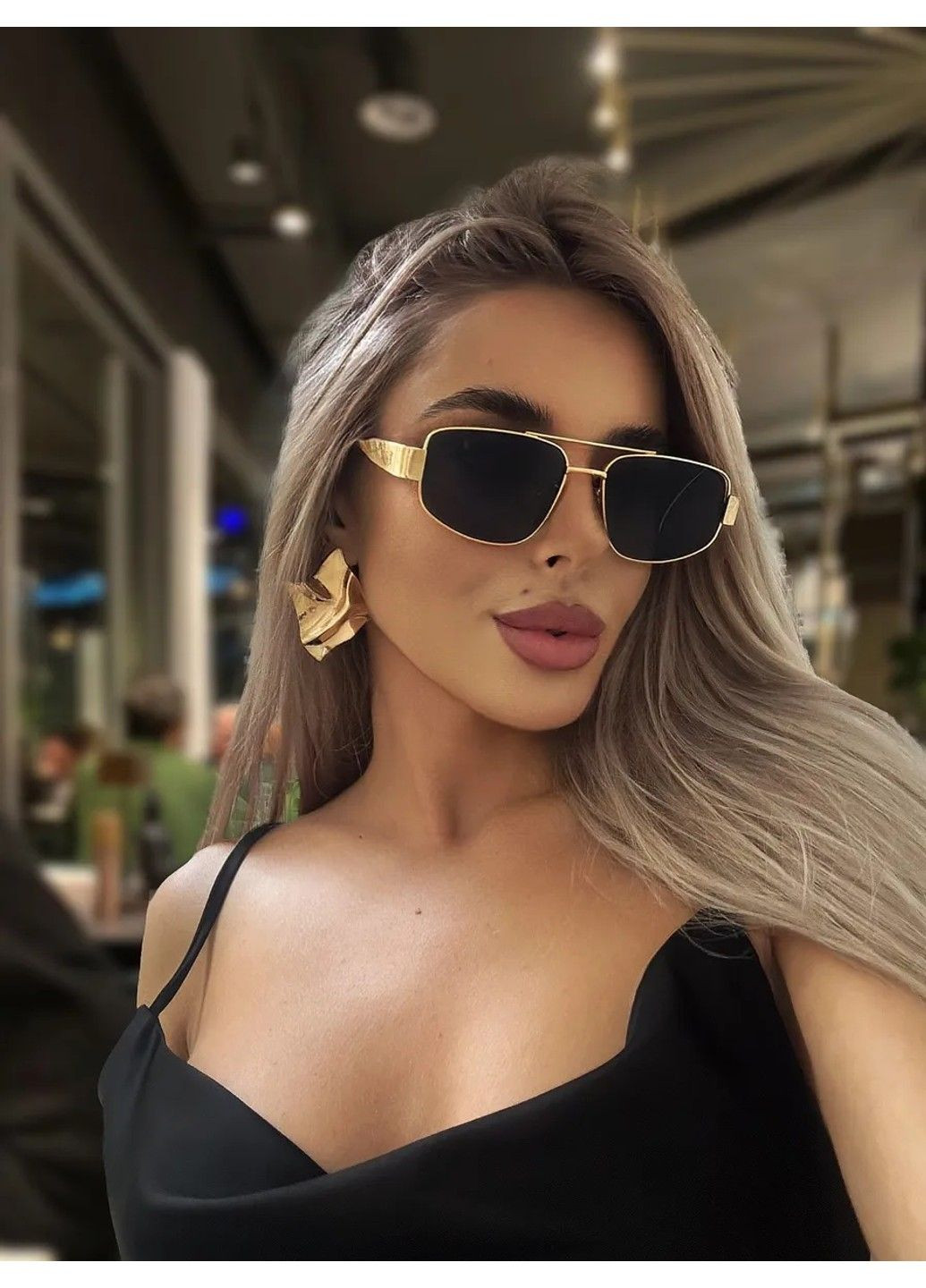 Очки солнцезащитные авиатор Triomphe Metal Pilot золотистые с черными линзами No Brand (356675971)