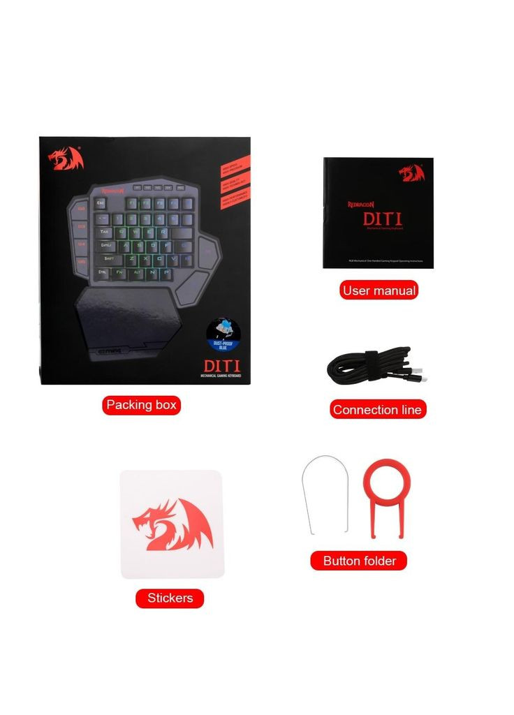 Механічна клавіатура для однієї руки DITI K585 RGB DITI Redragon (369139014)