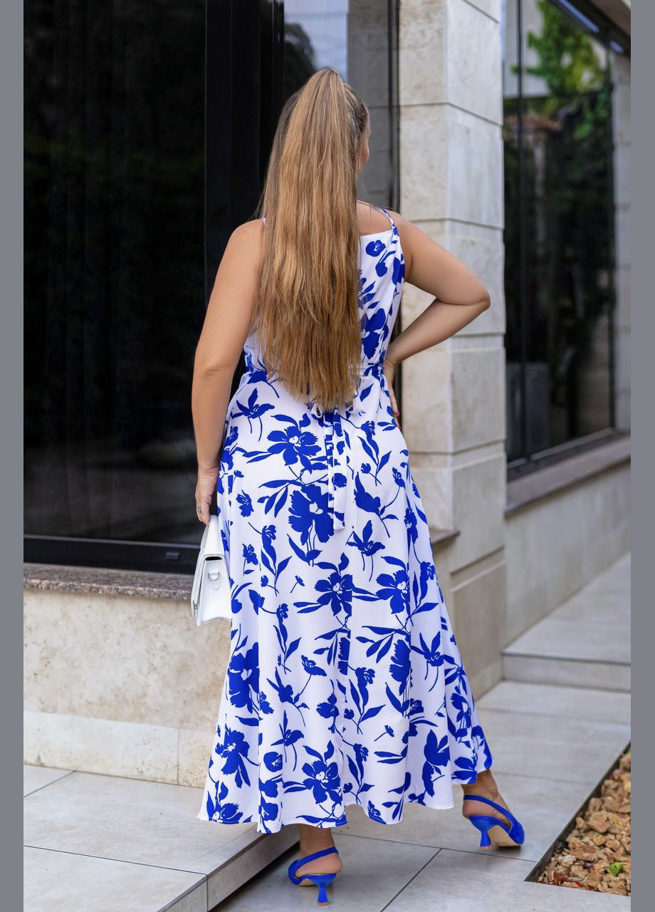 Синя літня довга сукня на запах Fashion Girl