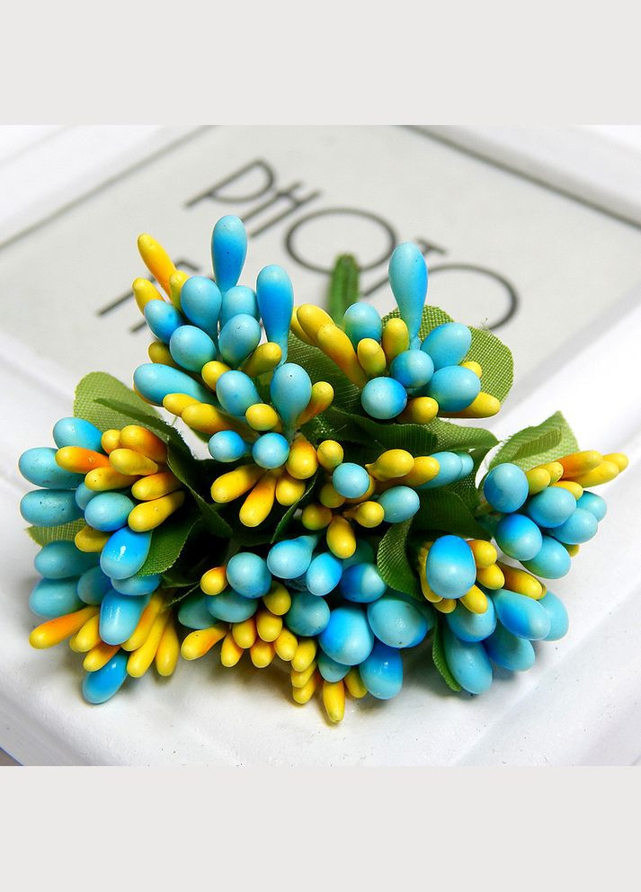 Искусственные тычинки Лаковый микс, голубые/желтые, 12 шт No Brand (340483704)