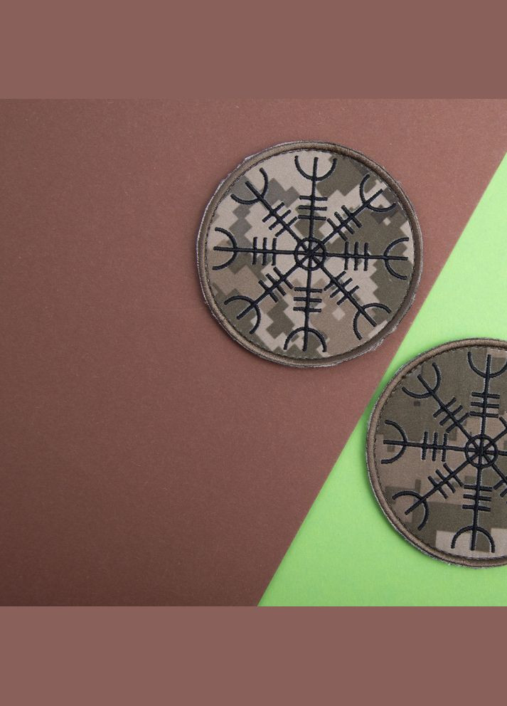 Шеврон на липучці оберіг Агісхьяльм 7,5 см вишитий патч нашивка IDEIA (275869754)