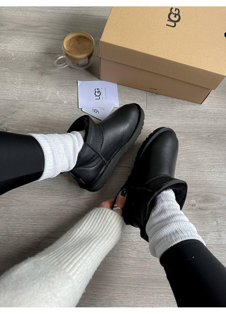 Жіночі Уггі UGG Ultra Mini Black (Шкіра) (366196708)