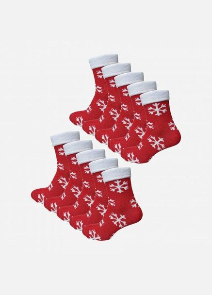 Червоні набір шкарпеток сніжинка махра 10 пар червоний Lana (276535956)