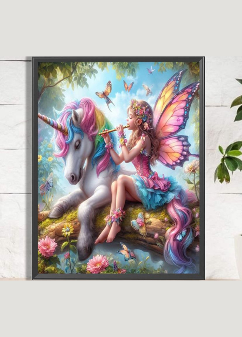 Набір алмазна мозаїка Фея та Єдиноріг, 40х50 см No Brand (340485870)