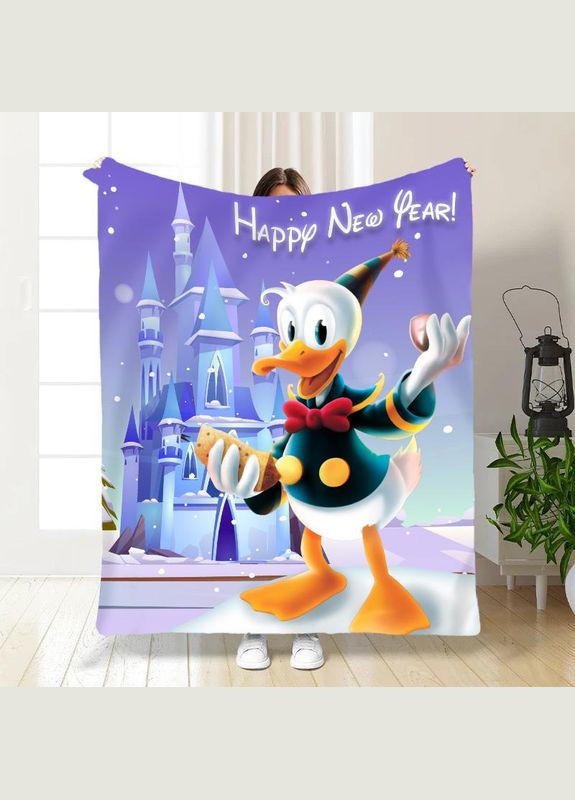 Плед покривало Полуторний Новорічне Дональд Дак 160х200 Різнобарвний Плюш-велюр No Brand (315058972)