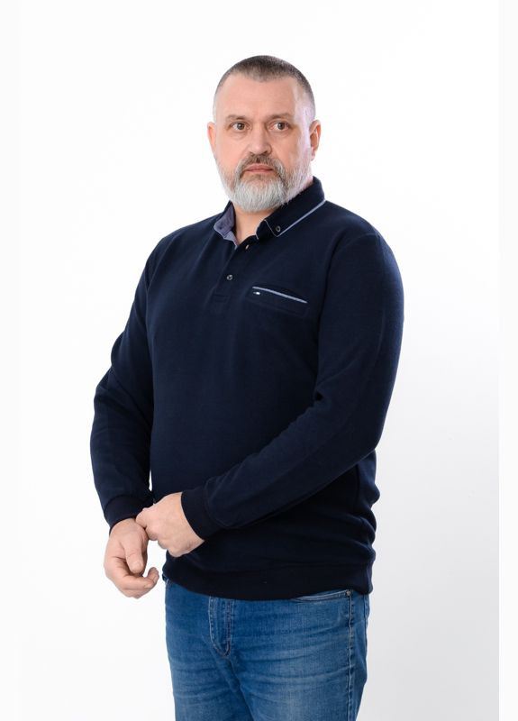 Темно-синий демисезонный кофта поло мужская (p-16506) Носи своє