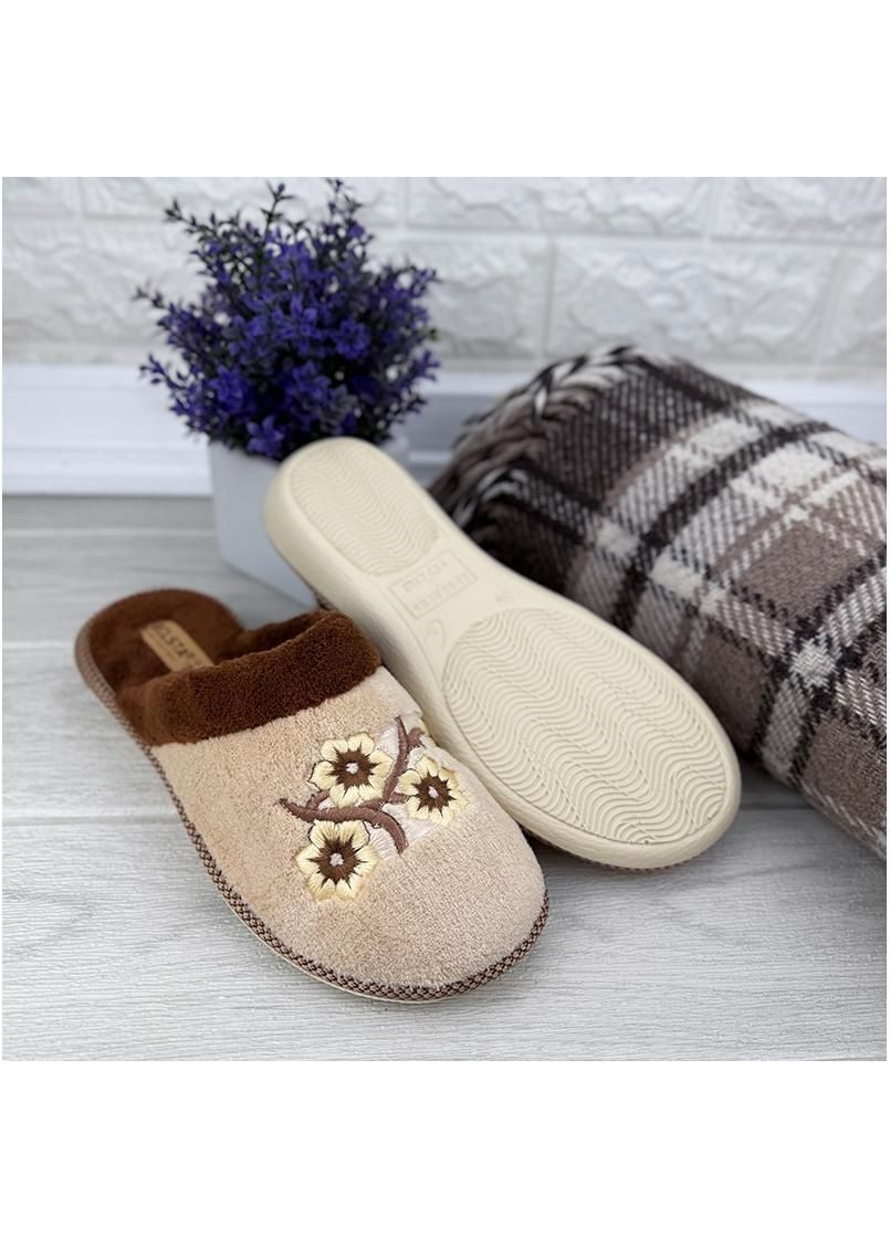 Бежевые жiночi кiмнатнi тапочки е-00209-4 бежевi No Brand