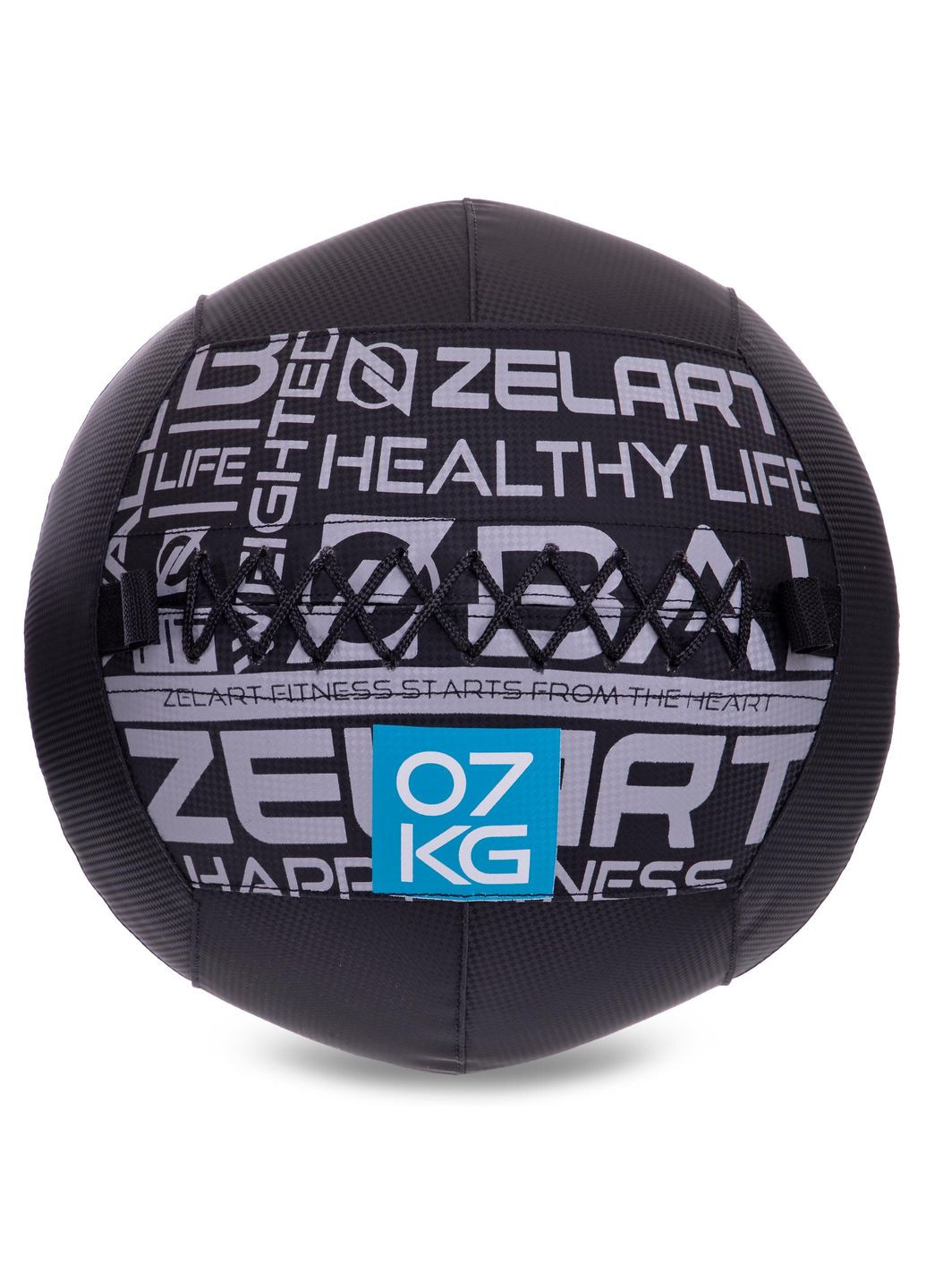 Мяч набивной медицинский для кроссфита WALL BALL Черный (вес 7 кг) FI-2637-7 Zelart (367617518)