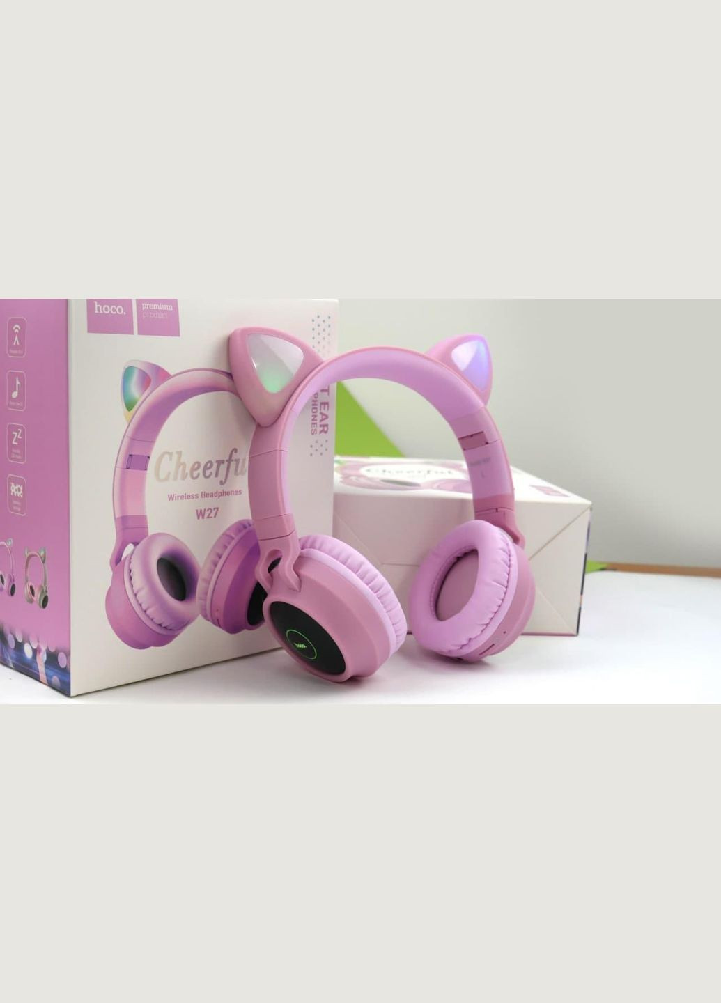 Bluetooth навушники W27 cat ear з котячими вушками та підсвіткою Hoco (280876742)