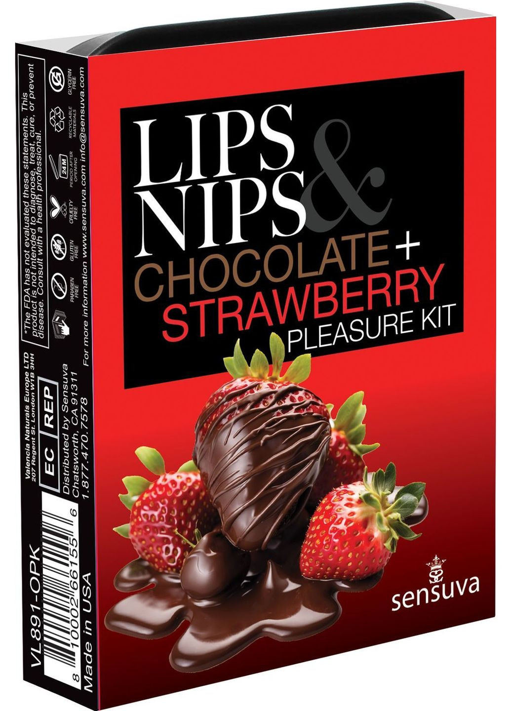 Подарочный набор Lips & Nips Pleasure Kit - Chocolate Strawberry 2 x 4г Sensuva (347338233)