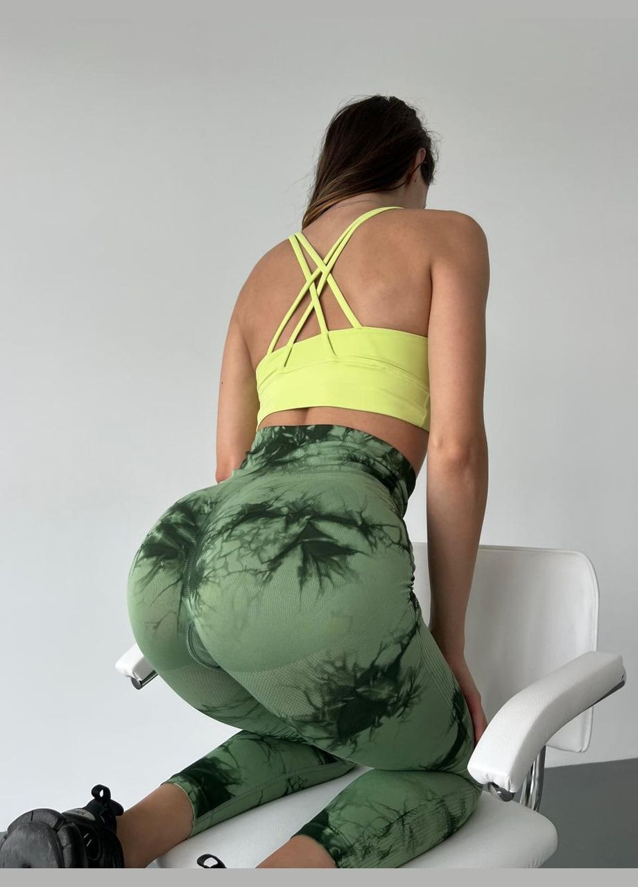 Комбинированные демисезонные леггинсы с мраморным принтом, зеленого цвета, размер xs Trends