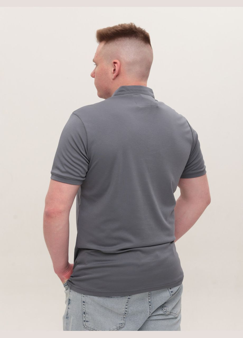 Темно-серая футболка-поло мужское серое однотонное короткий рукав для мужчин MarcoStar однотонная