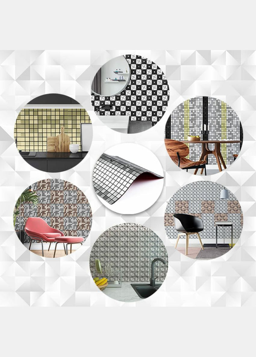 Самоклеящаяся алюминиевая плитка серебряная мозаика со стразами 300х300х3мм SW-00001824 (D) No Brand (316050926)