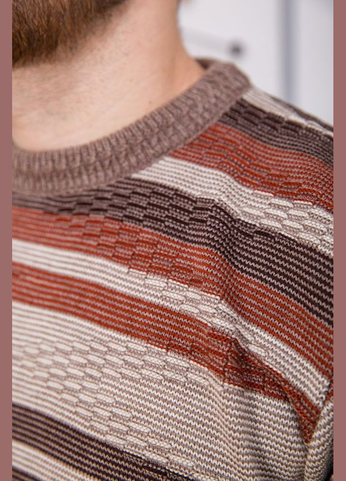 Комбинированный зимний свитер мужской, цвет бежево-бордовый, Ager