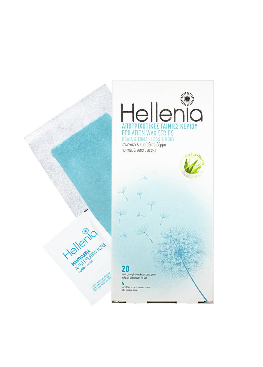 Восковые полоски для депиляции тела и ног из Алоэ вера Legs & Body 20+4 Hellenia (302722116)