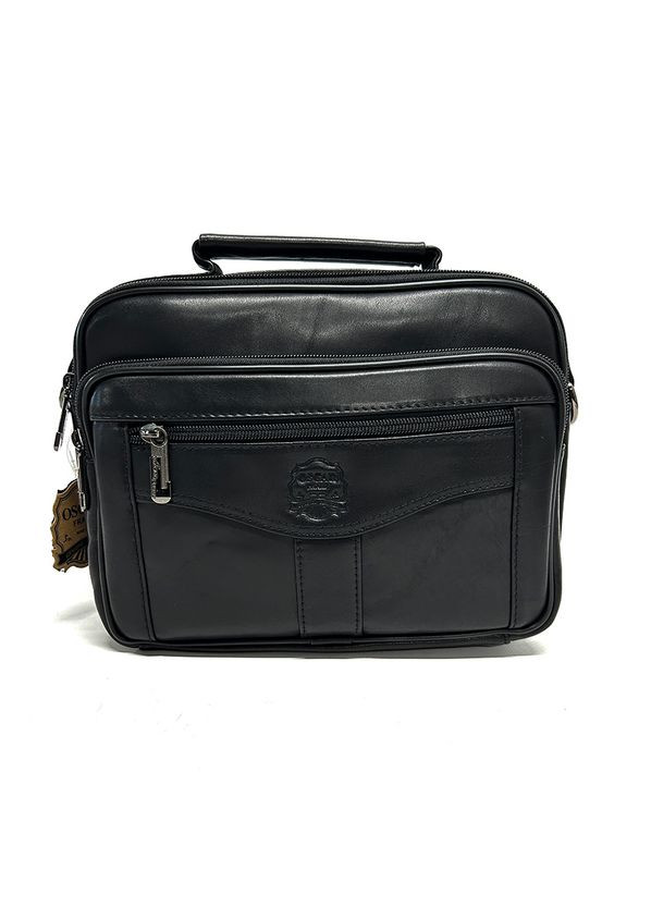 Чорна шкіряна чоловіча маленька сумка барсетка з ручкою та ремінцем через плече Oscar (305821980)
