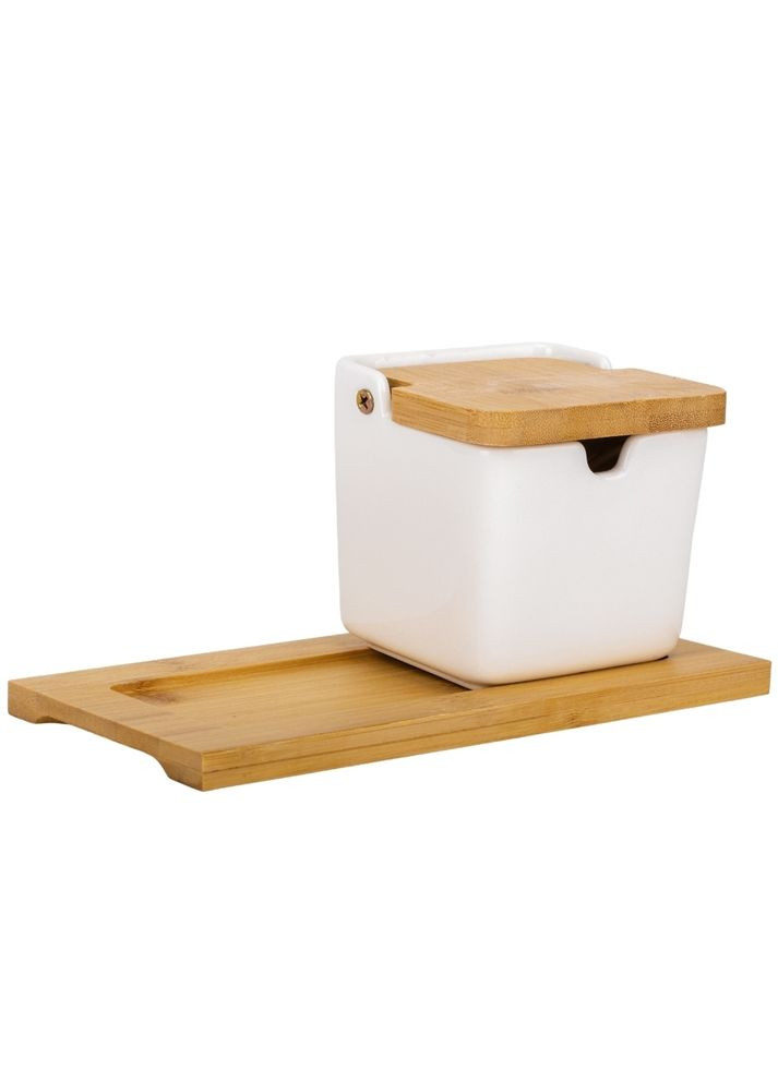 Набор емкостей (2 шт) для хранения на бамбуковой подставке, 20 см No Brand (322193584)