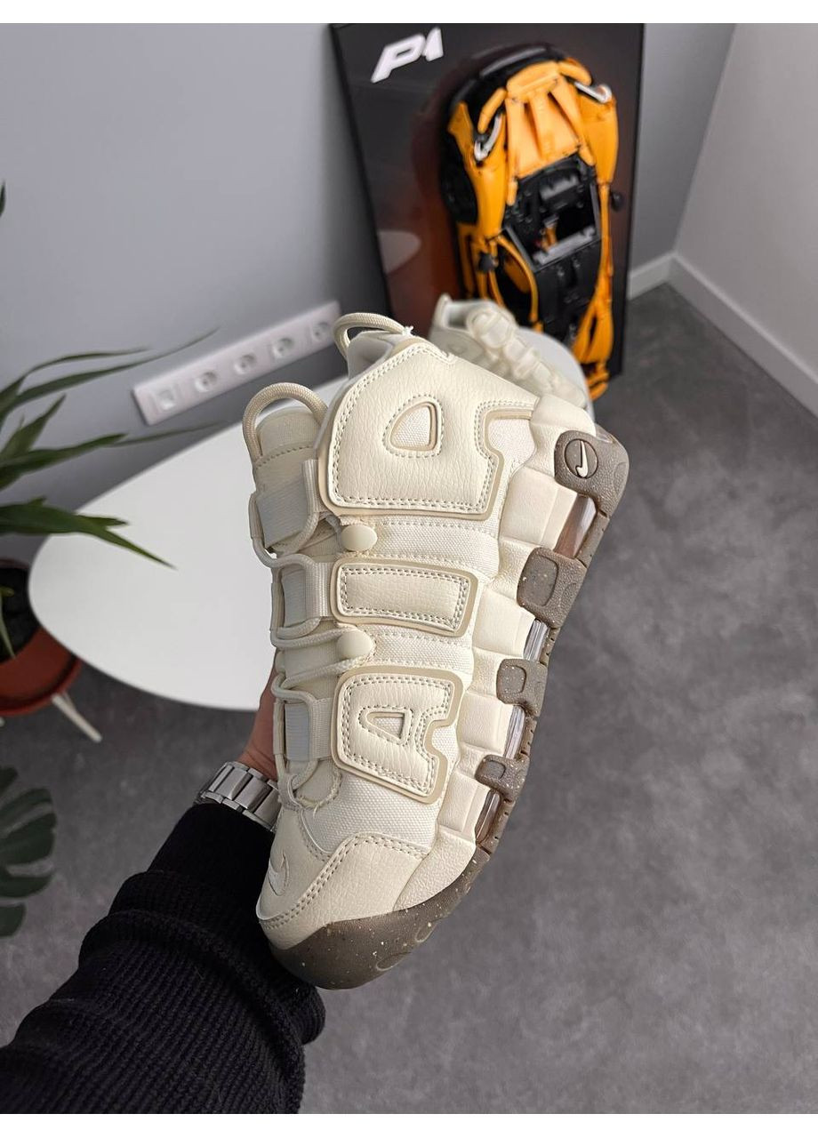 Бежевые демисезонные кроссовки мужские и женские nike air more uptempo | найк аир мор уптемпо бежевые No Brand