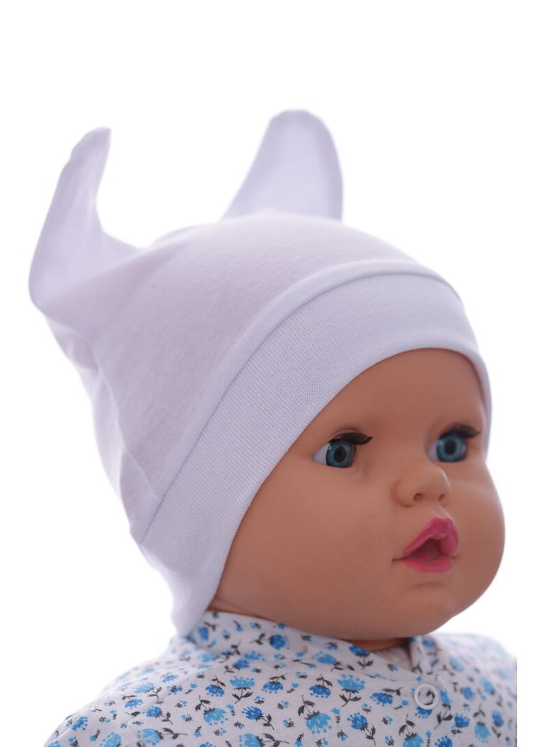 Шапка с ушками кулир белый 6м+ (41958) BABYKROHA (317042838)