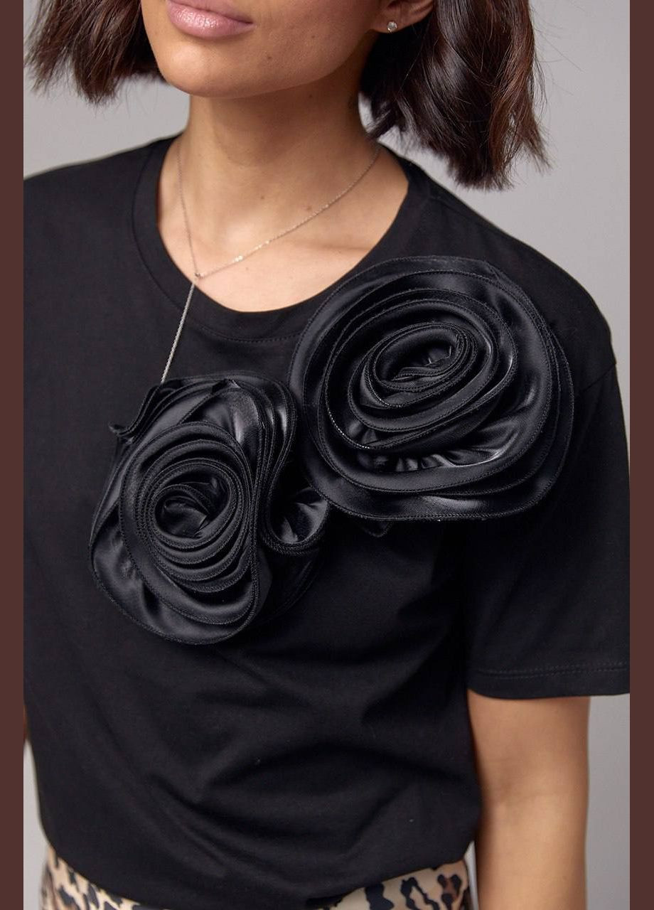 Чорна літня жіноча футболка бавовна No Brand 188