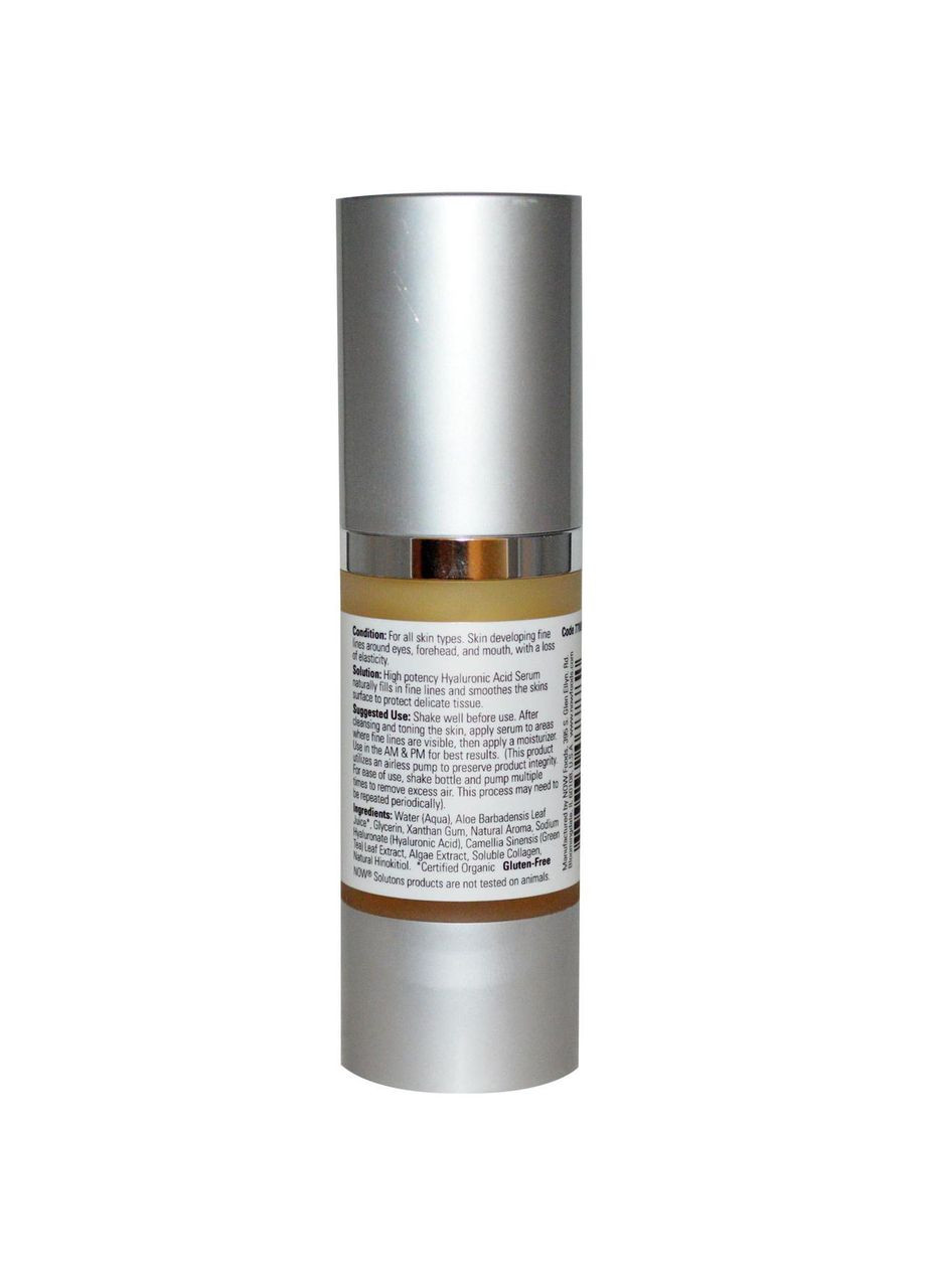 Гиалуроновая разглаживающая сыворотка, Solutions, Hyaluronic Acid Firming Serum (30 мл) Now Foods (365868005)