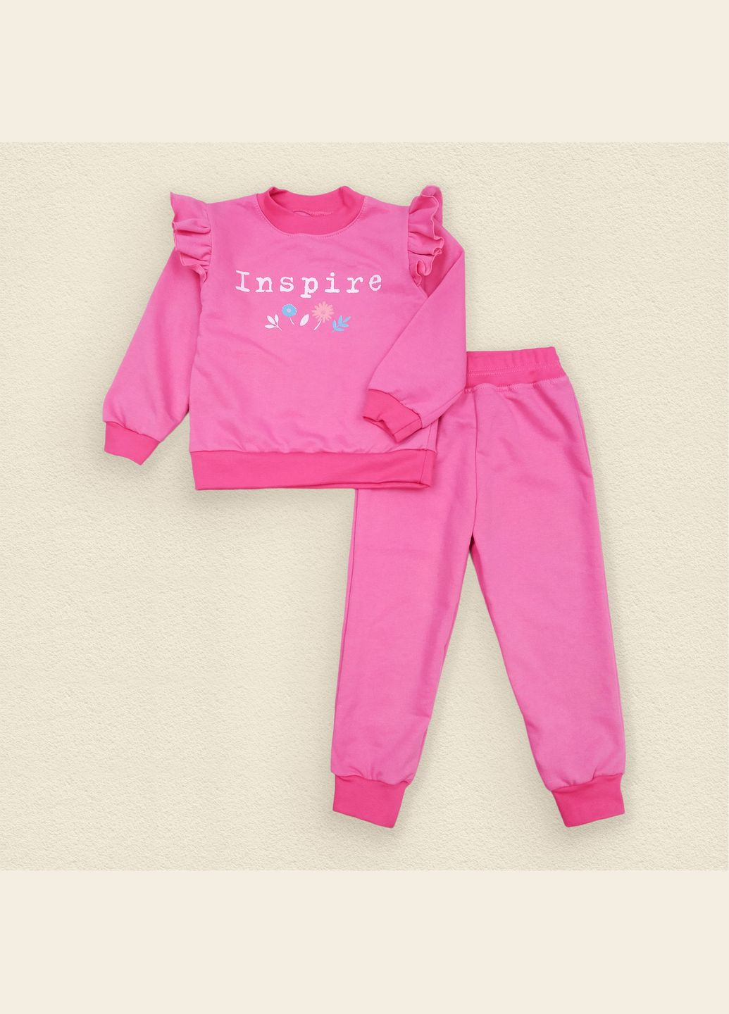 Рожевий демісезонний костюм дитячий з написом inspire кораловий dexter's
