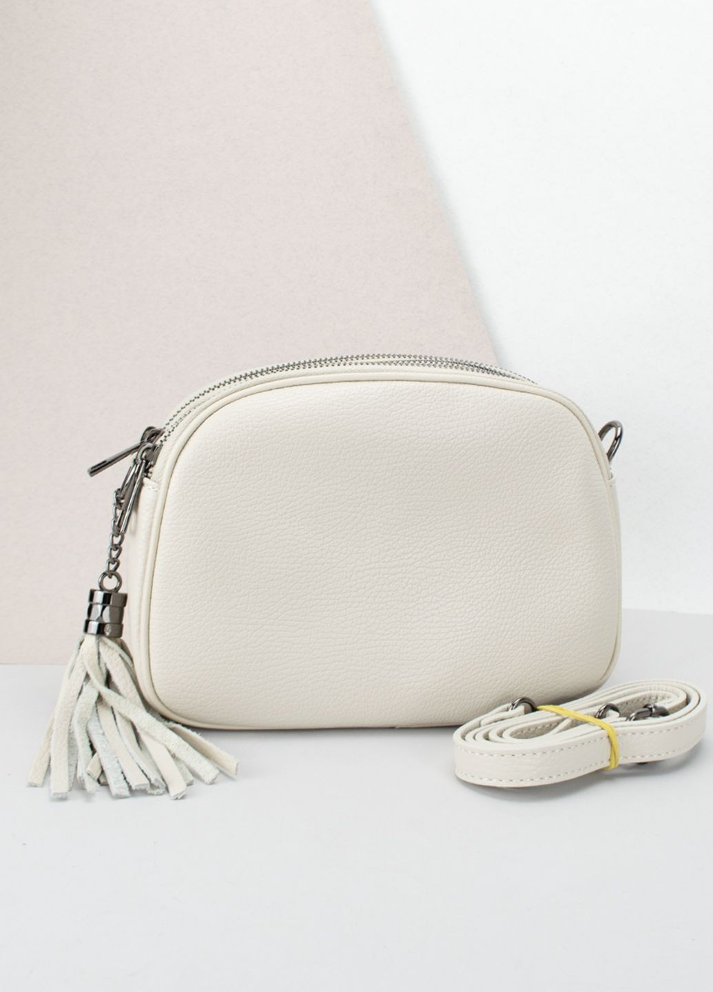 Сумка женская кожаная кросбоди на 3 отделения 03106 бежевая Virginia Conti (315030953)