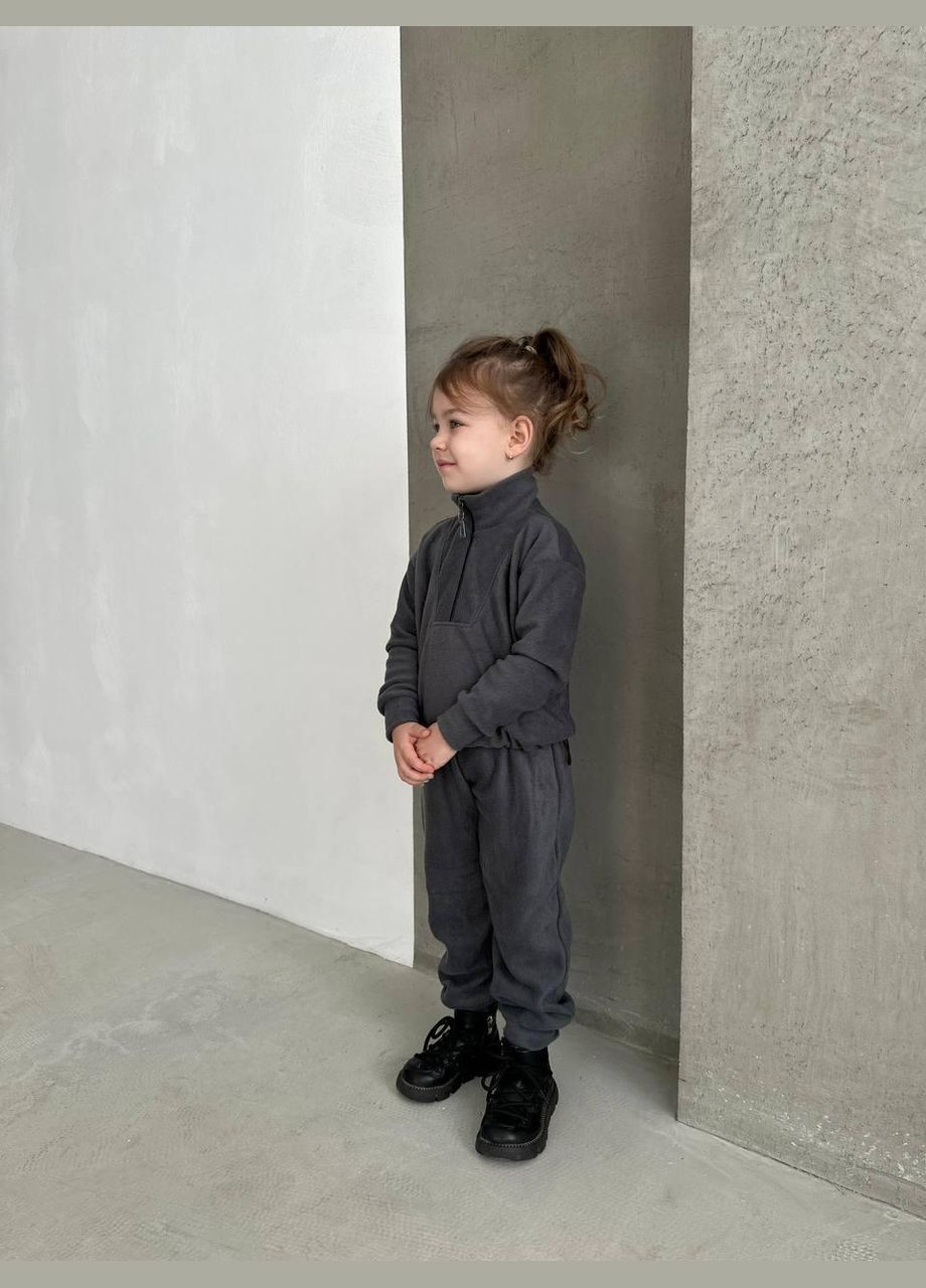 Бежевий демісезонний повсякденний дитячий флісовий костюм на блискавці UA