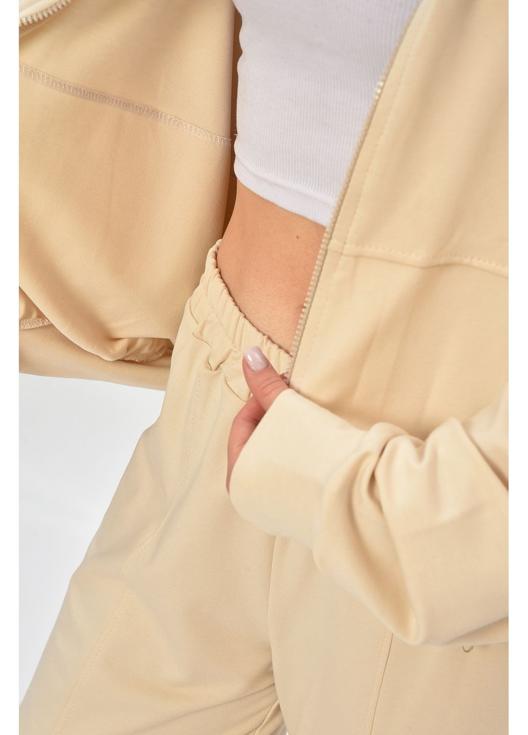 Спортивний костюм жіночий світло-бежевого кольору Let's Shop (355336148)