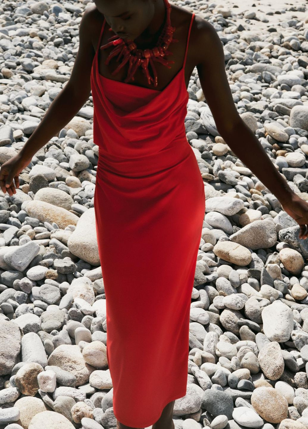 Червона вечірня сукня Zara однотонна