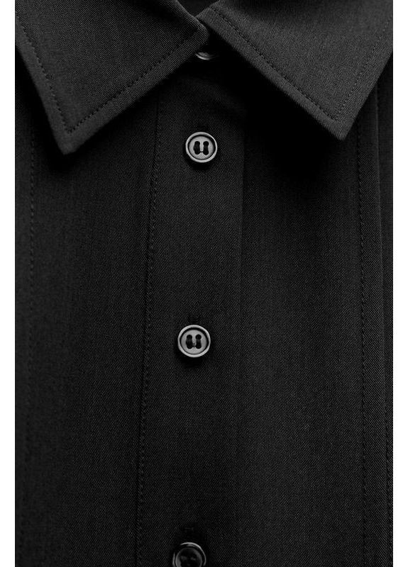 Черное платье-рубашка zw collection с пуговицами Zara