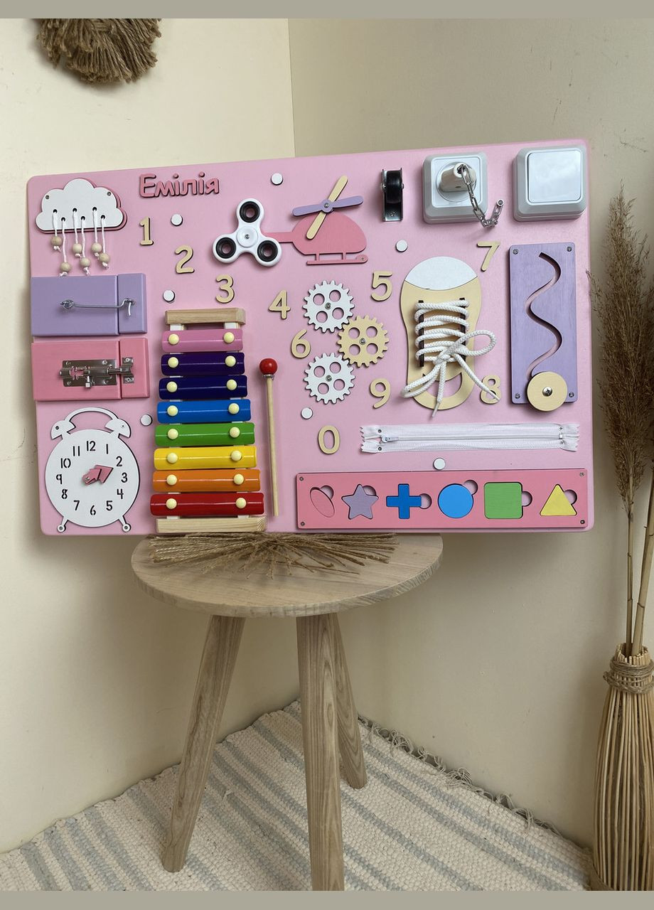 Бизиборд для девочки развивающая деревянная игрушка 40х60 см No Brand (355890456)