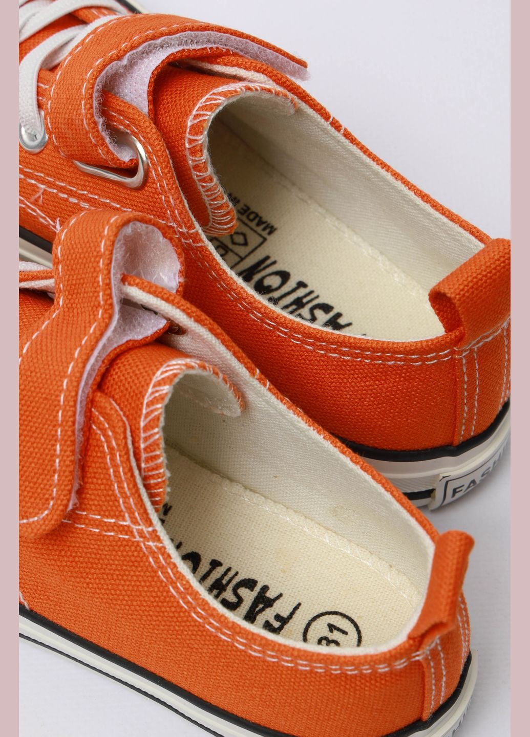 Оранжевые кеды детские оранжевого цвета однотонные текстиль Let's Shop