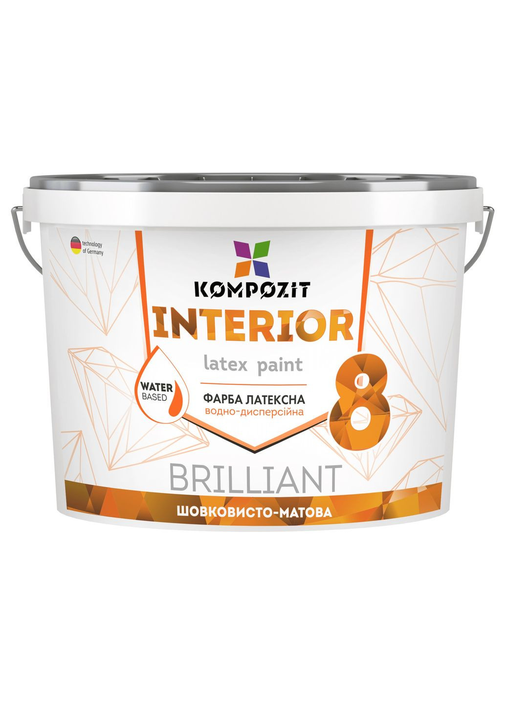 Фарба інтер'єрна шовковисто-матова INTERIOR 8 Біла 4,5 л Kompozit (317290286)