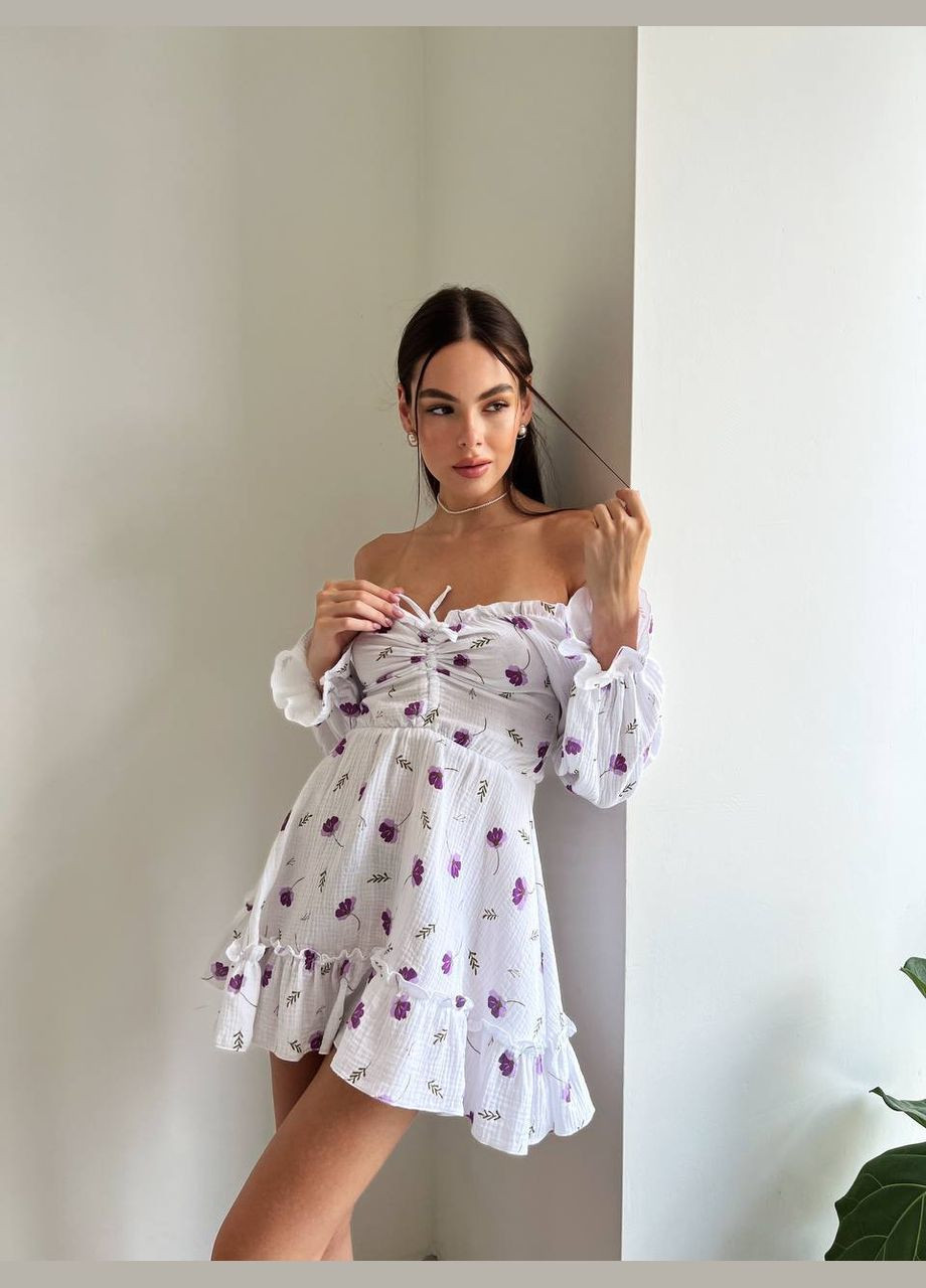 Фиолетовое кэжуал платье N.Family с цветочным принтом