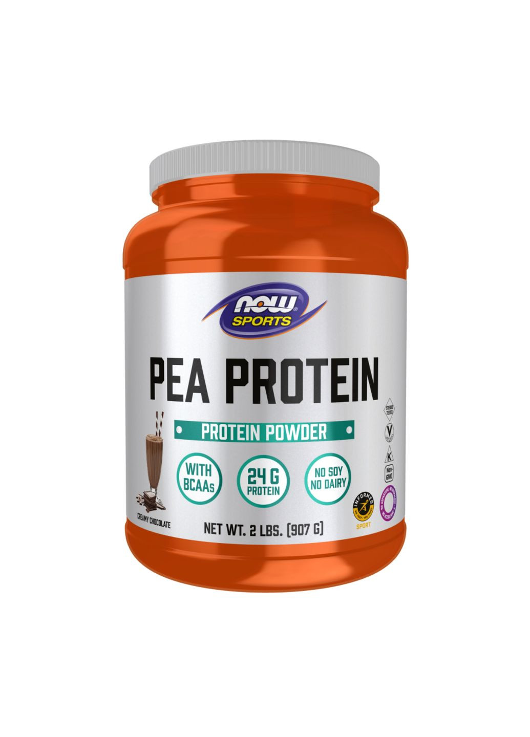 Гороховый протеин веганский 907 г шоколадный без ГМО и сои Now Foods (367956727)