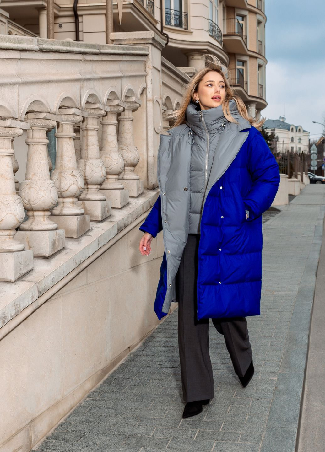 Синій зимній Пуховик аляска Clasna